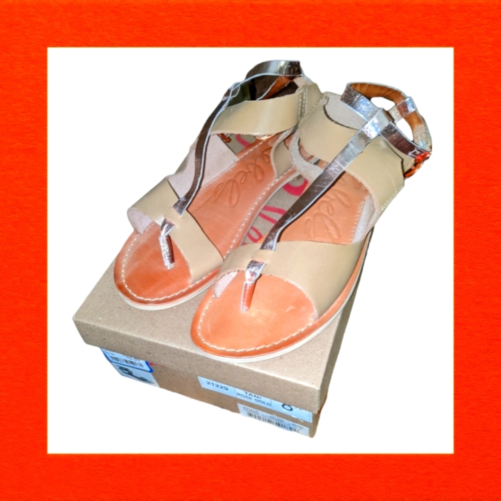 NEW LEATHER REBEL RIDERS ROSE GOLD SANDALS